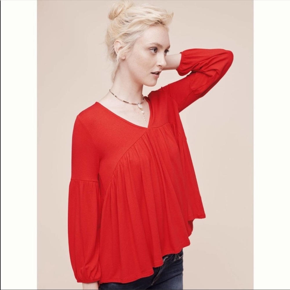 Anthropologie Red Blouse